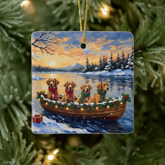 Nova Scotia Duck Tolling Retriever Christmas Boat Keramikornament (Baum)