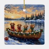 Nova Scotia Duck Tolling Retriever Christmas Boat Keramikornament (Rückseite)