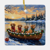 Nova Scotia Duck Tolling Retriever Christmas Boat Keramikornament (Vorderseite)