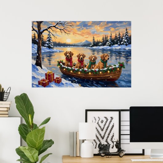 Nova Scotia Duck Tolling Retriever Christmas Boat Poster (Heimbüro)