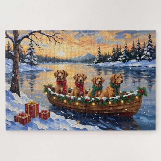 Nova Scotia Duck Tolling Retriever Christmas Boat Puzzle (Horizontal)