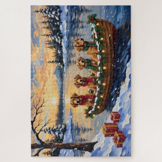 Nova Scotia Duck Tolling Retriever Christmas Boat Puzzle (Vertikal)