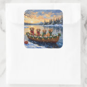 Nova Scotia Duck Tolling Retriever Christmas Boat Quadratischer Aufkleber (Tasche)