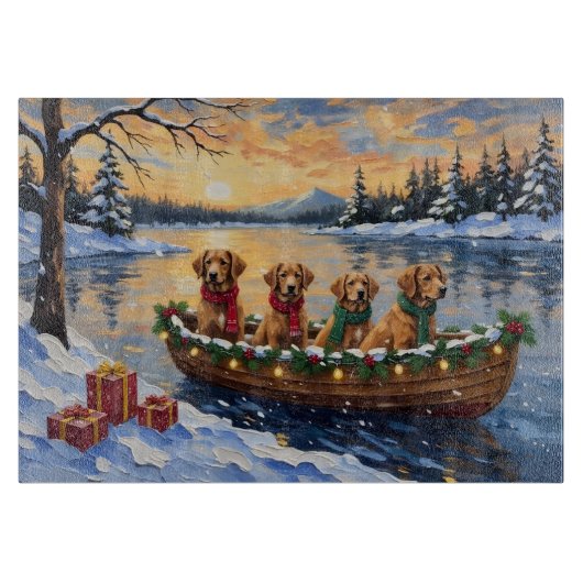 Nova Scotia Duck Tolling Retriever Christmas Boat Schneidebrett (Vorderseite)