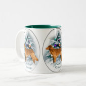 Nova Scotia Duck Tolling Retriever Christmas Gesch Zweifarbige Tasse (Vorderseite Links)