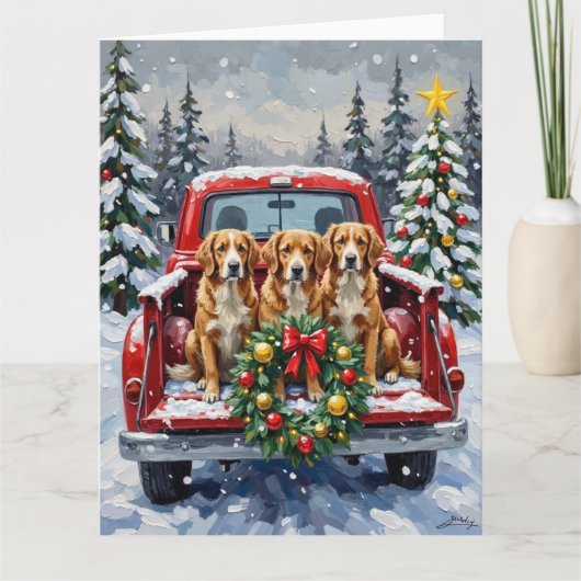 Nova Scotia Duck Tolling Retriever Christmas Red Karte (Vorderseite)