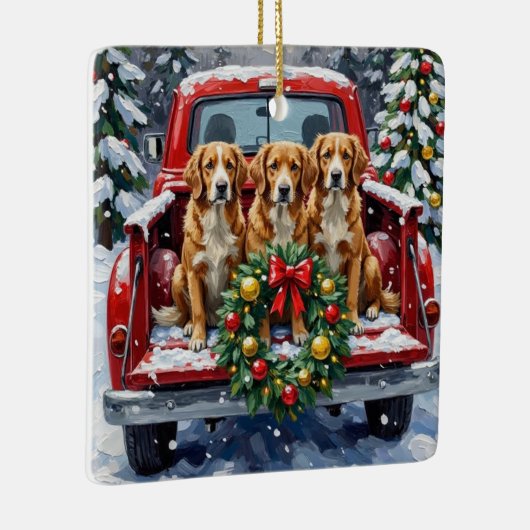 Nova Scotia Duck Tolling Retriever Christmas Red Keramikornament (Rechts)