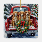 Nova Scotia Duck Tolling Retriever Christmas Red Keramikornament (Rückseite)
