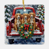 Nova Scotia Duck Tolling Retriever Christmas Red Keramikornament (Vorderseite)