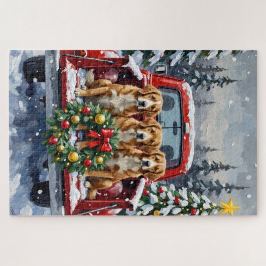Nova Scotia Duck Tolling Retriever Christmas Red Puzzle (Horizontal)