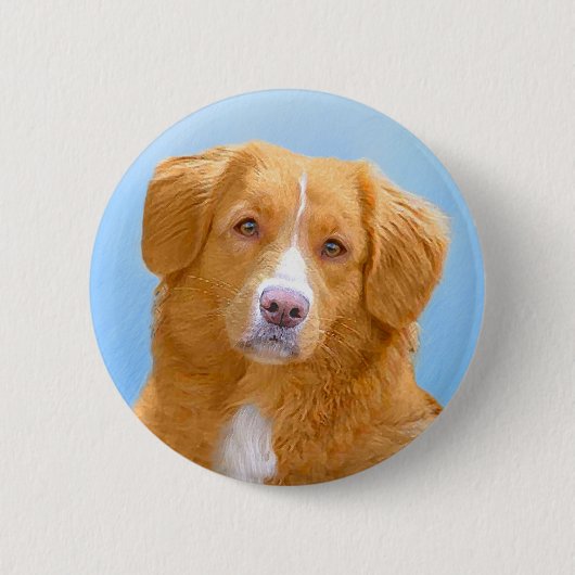 Nova Scotia Duck Tolling Retriever Dog Painting Button (Vorderseite)