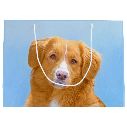 Nova Scotia Duck Tolling Retriever Dog Painting Große Geschenktüte (Rückseite)