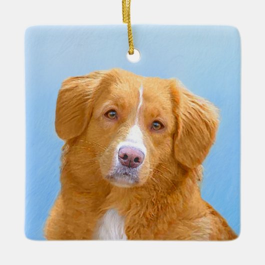 Nova Scotia Duck Tolling Retriever Dog Painting Keramikornament (Vorderseite)