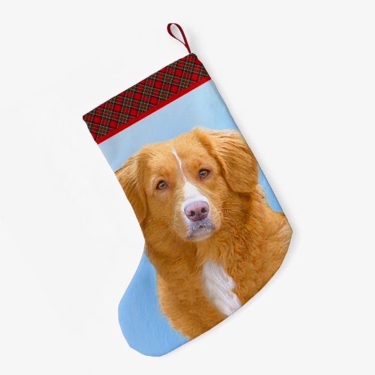 Nova Scotia Duck Tolling Retriever Dog Painting Kleiner Weihnachtsstrumpf (Rückseite (Hängend))