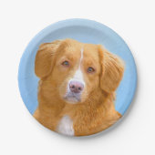 Nova Scotia Duck Tolling Retriever Dog Painting Pappteller (Vorderseite)