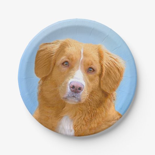 Nova Scotia Duck Tolling Retriever Dog Painting Pappteller (Vorderseite)