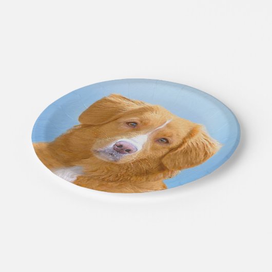 Nova Scotia Duck Tolling Retriever Dog Painting Pappteller (Schrägansicht)