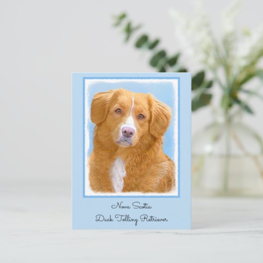 Nova Scotia Duck Tolling Retriever Dog Painting Postkarte (Stehend Vorderseite)