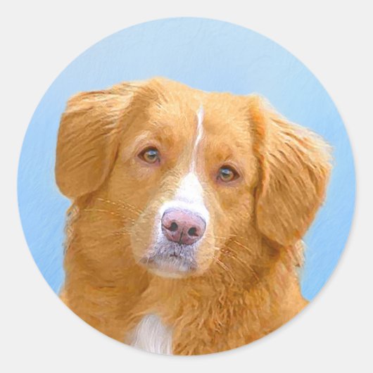 Nova Scotia Duck Tolling Retriever Dog Painting Runder Aufkleber (Vorderseite)