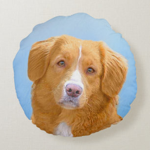 Nova Scotia Duck Tolling Retriever Dog Painting Rundes Kissen