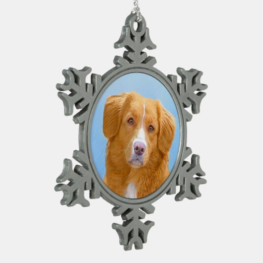 Nova Scotia Duck Tolling Retriever Dog Painting Schneeflocken Zinn-Ornament (Links)