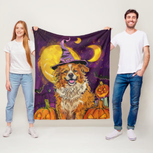 Nova Scotia Duck Tolling Retriever Halloween Hexe Fleecedecke