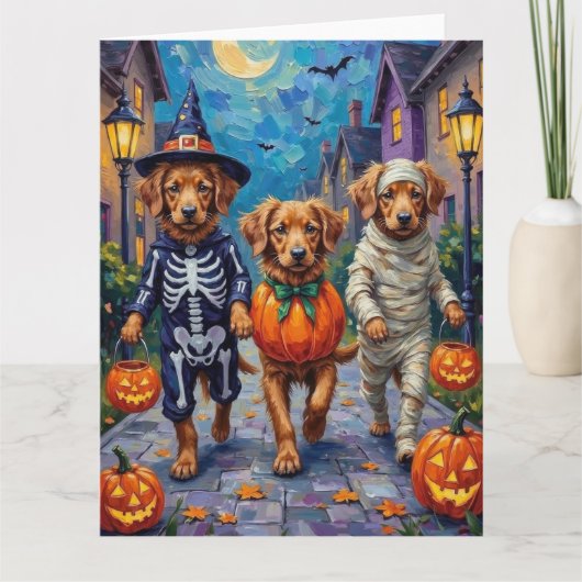 Nova Scotia Duck Tolling Retriever Halloween Karte (Vorderseite)