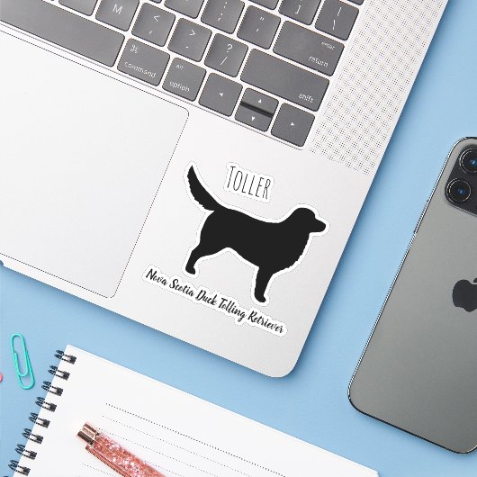 Nova Scotia Duck Tolling Retriever Silhouette Aufkleber (Laptop mit iPhone)