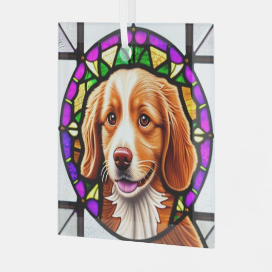 Nova Scotia Duck Tolling Retriever "Stached" Ornament Aus Glas (Vorderseite links)