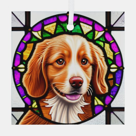 Nova Scotia Duck Tolling Retriever "Stached" Ornament Aus Glas (Rückseite)