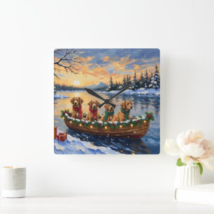 Nova Scotia Duck Tolling Retriever Weihnachtsboot Quadratische Wanduhr