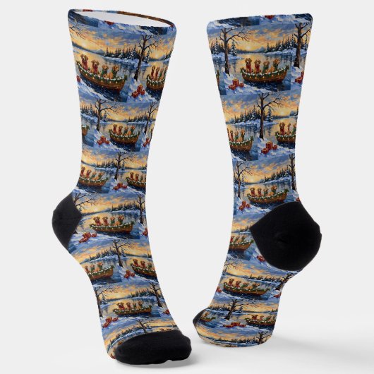 Nova Scotia Duck Tolling Retriever Weihnachtsboot Socken (Gewinkelt)