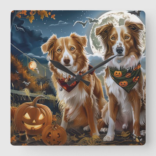 Nova Scotia Halloween Spooky Quadratische Wanduhr (Vorderseite)