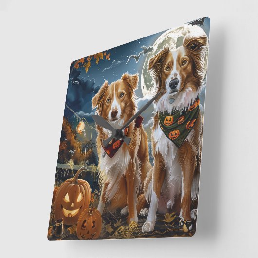 Nova Scotia Halloween Spooky Quadratische Wanduhr (Winkel)
