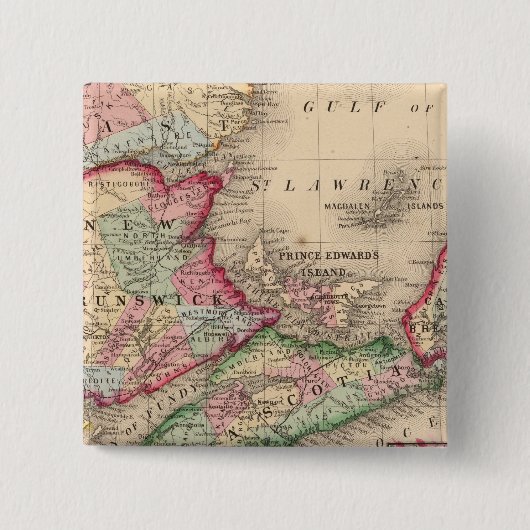 Nova Scotia, New Brunswick, Karte von Mitchell Button (Vorderseite)