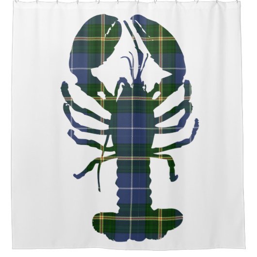 Nova Scotia Tartan Blauer Duschvorhang Hummer (Vorderseite)
