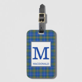 Nova Scotia Tartan Bright Blue Kariert Monogram Gepäckanhänger