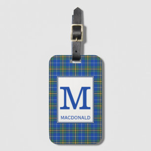 Nova Scotia Tartan Bright Blue Kariert Monogram Gepäckanhänger