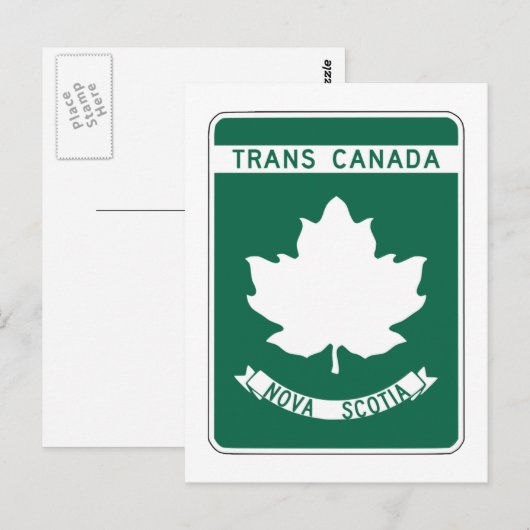 Nova Scotia, Trans-Canada Highway-Zeichen Postkarte (Vorne/Hinten)