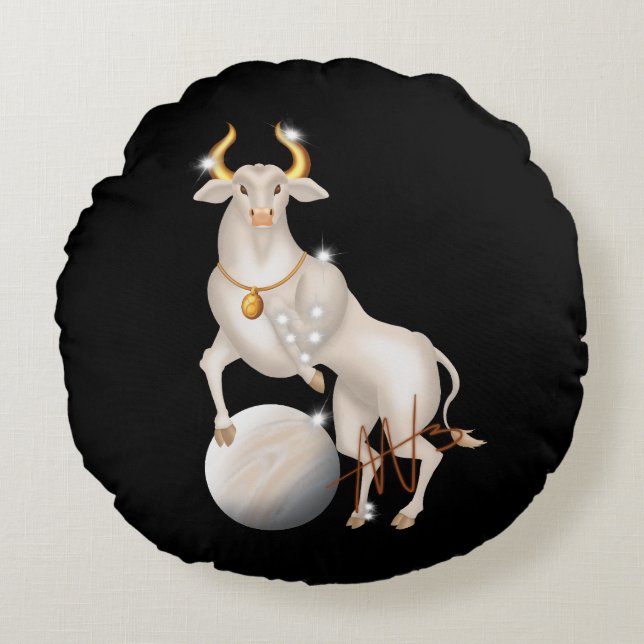 Nova Taurus Venus Zodiac Rundes Kissen (Vorderseite)