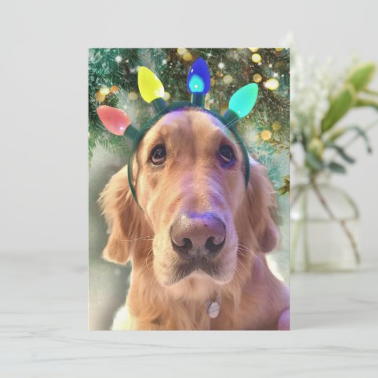 Nova the Golden Retriever Dog Einladung zu Weihnac (Stehend Vorderseite)