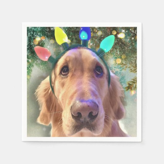 Nova The Golden Retriever Dog Weihnachten Serviette (Vorderseite)