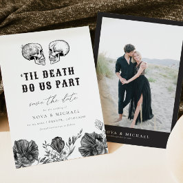 NOVA Til Death Gothic Skull Floral Save the Date Einladung