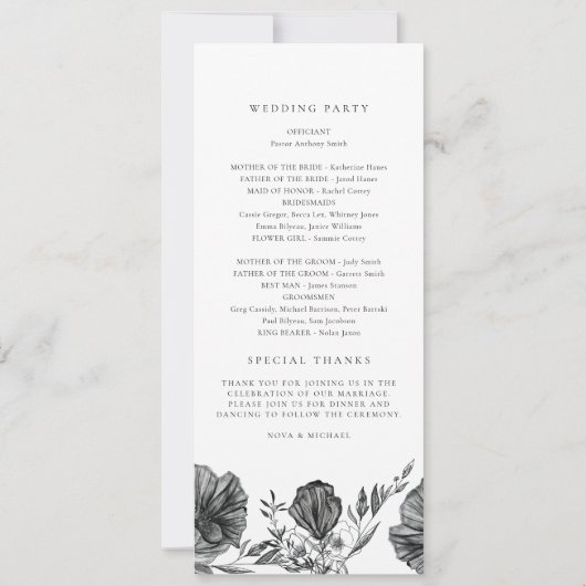 NOVA Til Death Gothic Skull Wedding Program Card Einladung (Rückseite)