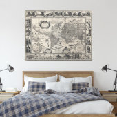 Nova totius terrarum, 1606 Antique World Map Leinwanddruck (Insitu (Schlafzimmer))