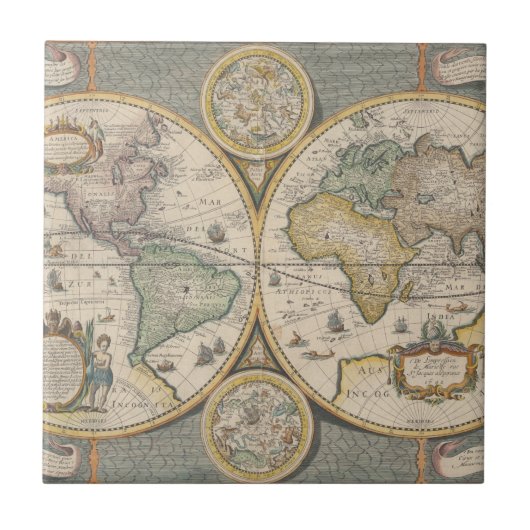 Nova Totius Terrarum Orbis Geographica Fliese (Vorderseite)
