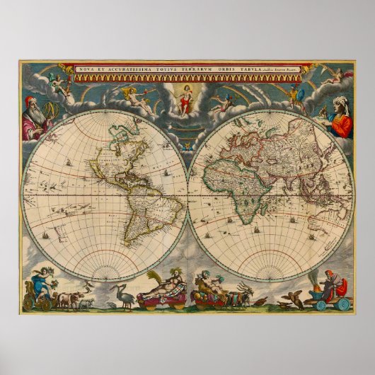Nova Totius Terrarum Orbis Tabula Weltkarte Poster (Vorne)
