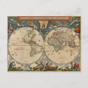 Nova Totius Terrarum Orbis Tabula Weltkarte Postkarte