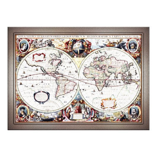 Nova Totius Terrarum Orbis von Henricus Hondius II Fotodruck (Vorne)