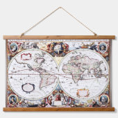 Nova Totius Terrarum Orbis von Henricus Hondius II Wandteppich Mit Holzrahmen (Vorne)